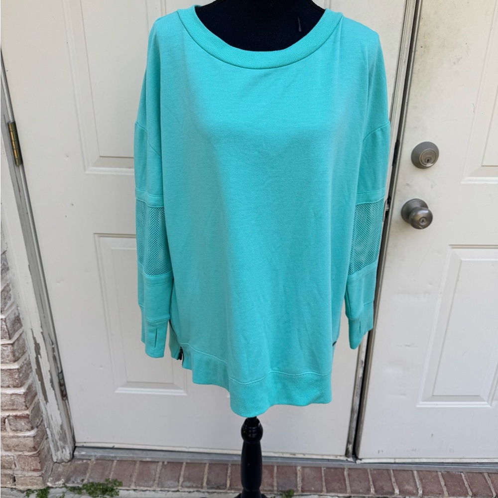 Nine West, Turquoise, Sweatshirt, Size Large